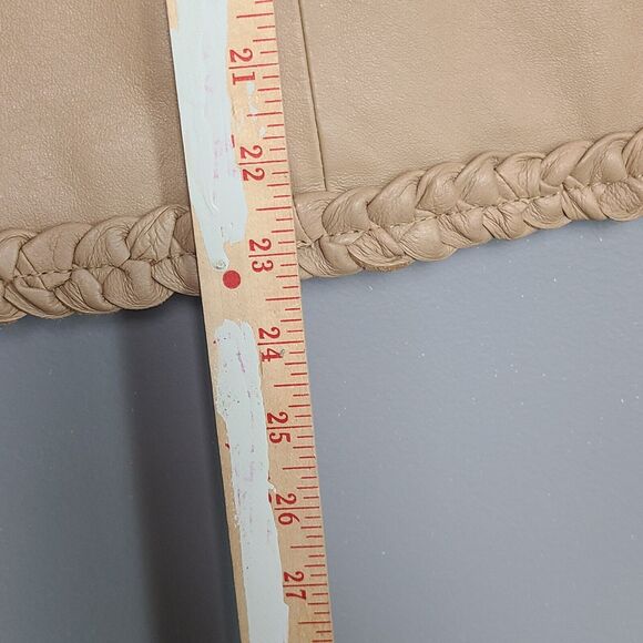 Pamela McCoy Collection Women's 100% Leather Tan Moto Biker Jacket Size L - Picture 9 of 11